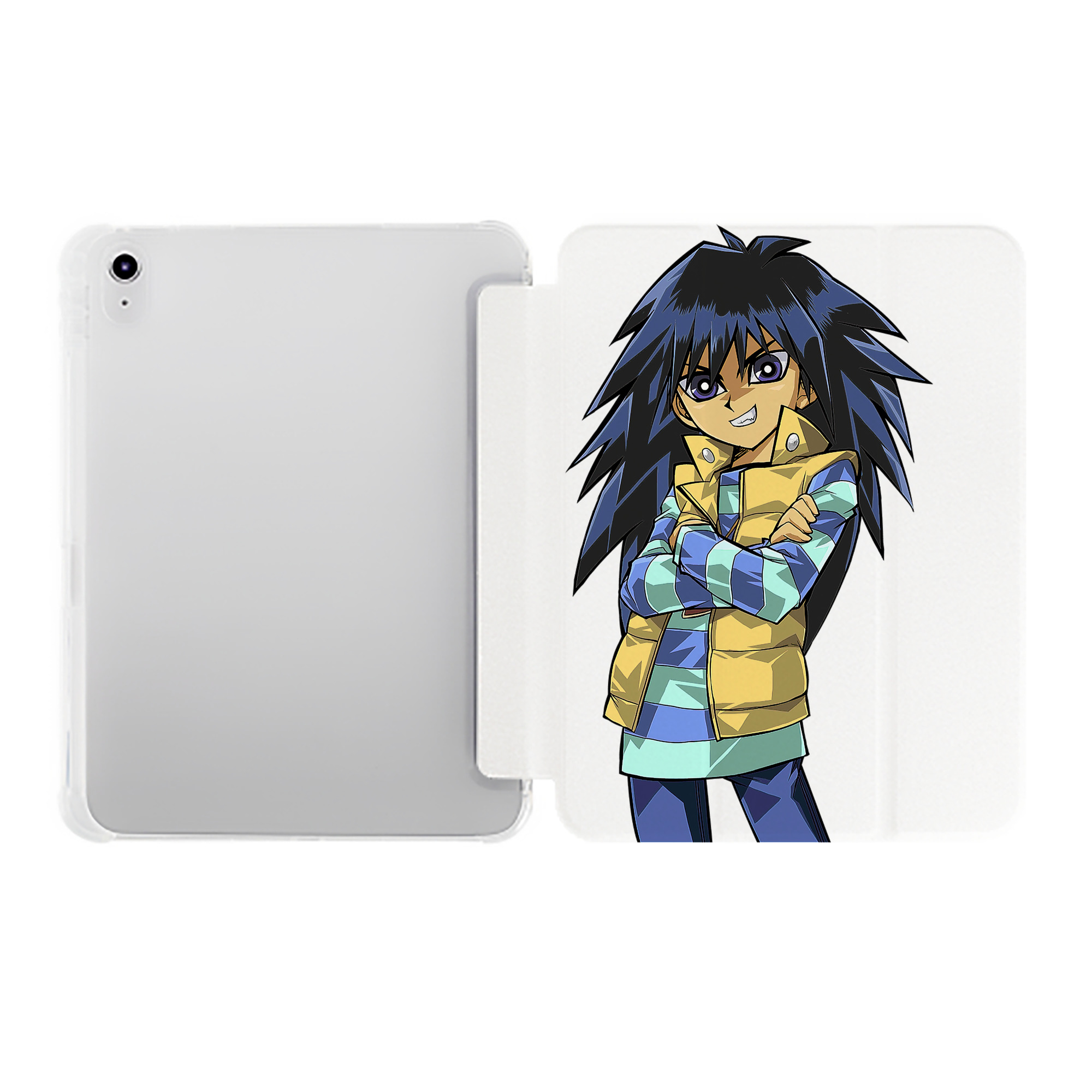 （画像用） 遊☆戯☆王 Yu-Gi-Oh! IPad ケース ペン収納付き 三つ折りスタンド PUレザー×シリコン 対応機種9.5/10.5/10.9インチ